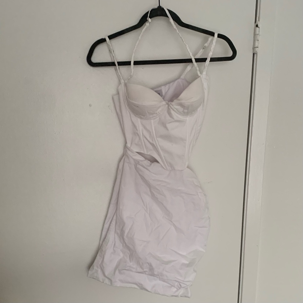 Double Cup Corset Mini Dress in White